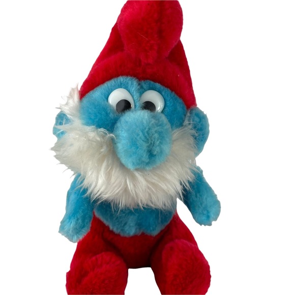 Vintage Papa Smurf Beanie Plush 6” Peyto Wallace Bernie & Co 1981 1980s Stuffed - Picture 2 of 9